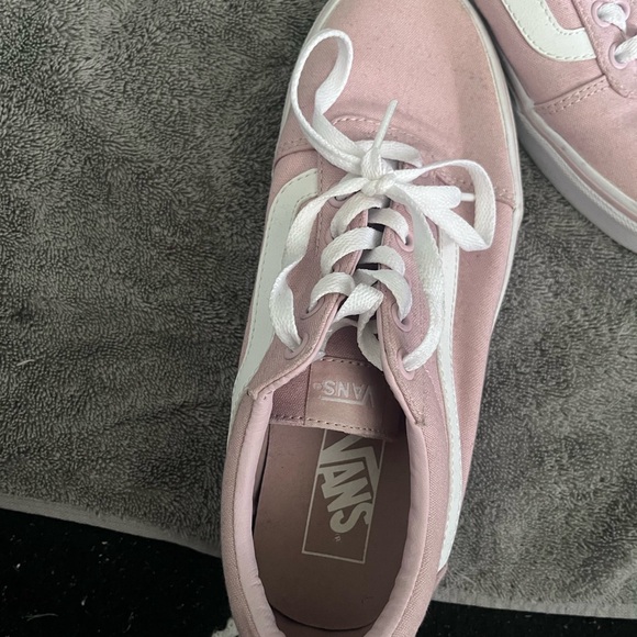 Vans Pink and White Canvas Sneakers with Signature Stripe - Picture 6 of 6